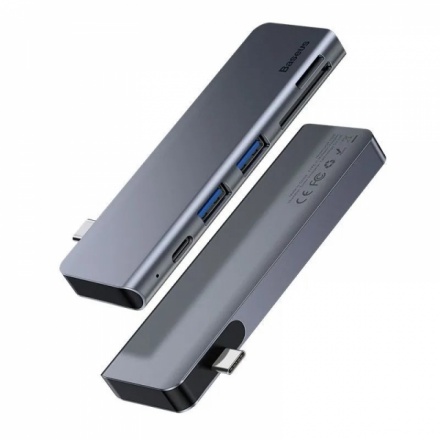 Baseus  Harmonica 5v1 Dokovací stanice USB-C/2xUSB 3.0,1xUSB-C,2xTF/SD Grey, CAHUB-K0G