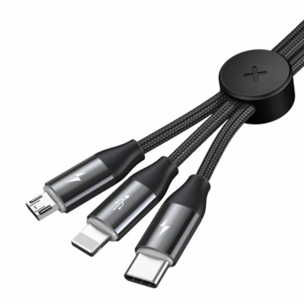 Baseus CAMLT-FX01 Car Co-sharing Kabel USB-C, Lightning, MicroUSB 3.5A 1m Black, 57983104545