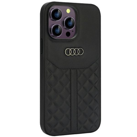 Audi Genuine Leather Zadní Kryt pro iPhone 14 Pro Max Black, AU-TPUPCIP14PM-Q8/D1-BK