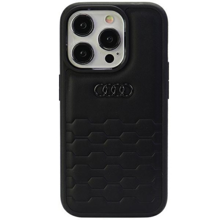 Audi GT Synthetic Leather Zadní Kryt pro iPhone 15 Pro Black, AU-TPUPCIP15P-GT/D2-BK