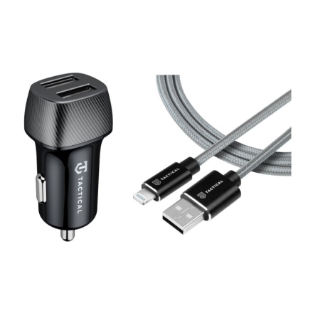 Tactical Field Plug Dual 12W + Tactical Fast Rope Aramid Cable USB-A/Lightning MFi 0.3m Grey, 57983114712 -  neoriginální
