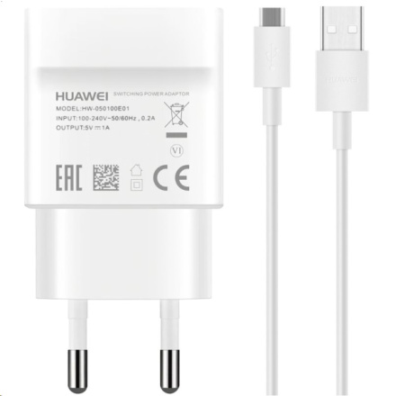 HW-050100E01W Huawei USB Cestovní nabíječka + microUSB Dat. Kabel White (Service Pack), 57983114924