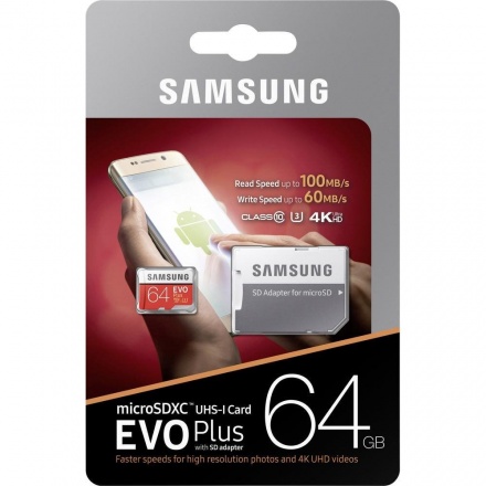 microSDXC 64GB EVO Plus Samsung Class 10 vč. Adapteru, 2437015