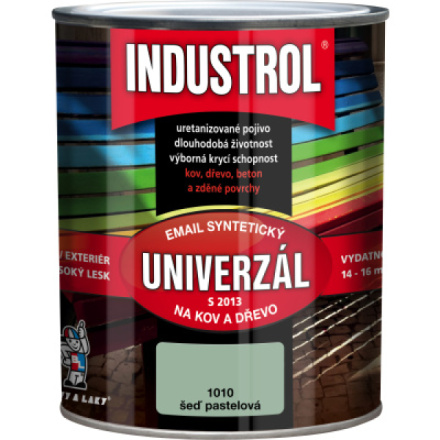 Industrol S2013 univerzál lesk vrchní barva na kov a dřevo, 1010 šeď pastelová, 750 ml