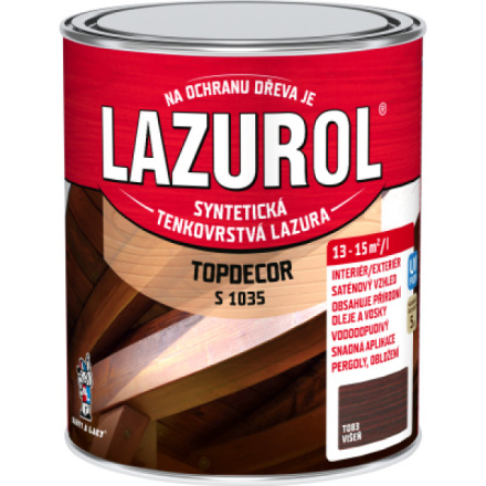 Lazurol Topdecor S1035 tenkovrstvá lazura na dřevo T083 višeň, 750 ml