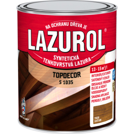 Lazurol Topdecor S1035 tenkovrstvá lazura na dřevo T020 kaštan, 750 ml