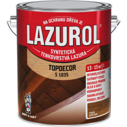 Lazurol Topdecor S1035 tenkovrstvá lazura na dřevo T020 kaštan, 2,5 l