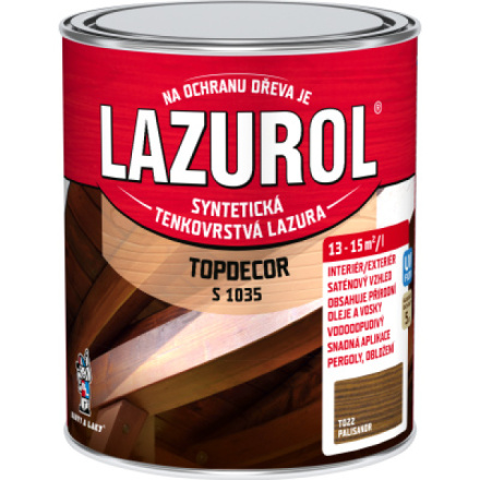 Lazurol Topdecor S1035 tenkovrstvá lazura na dřevo T022 palisandr, 750 ml