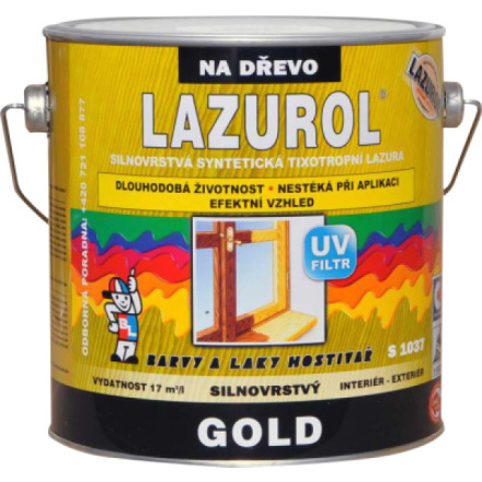 Lazurol Gold S1037 silnovrstvá lazura na dřevo T021 ořech, 2,5 l