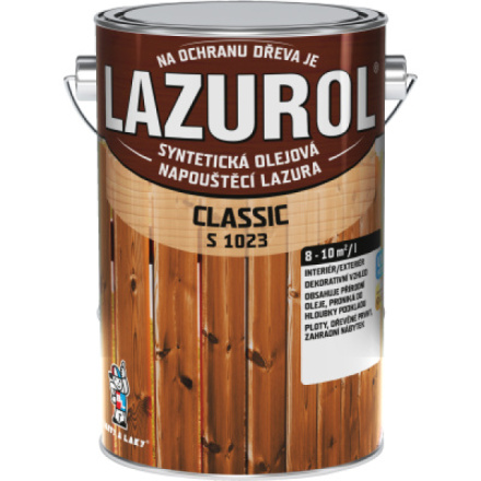 Lazurol Classic S1023 tenkovrstvá lazura na dřevo s obsahem olejů, 0020 kaštan, 4 l