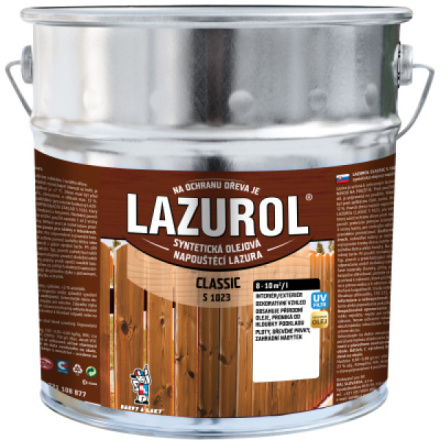 Lazurol Classic S1023 tenkovrstvá lazura na dřevo s obsahem olejů, 0021 ořech, 9 l