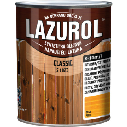 Lazurol Classic S1023 tenkovrstvá lazura na dřevo s obsahem olejů, 0060 pinie, 750 ml
