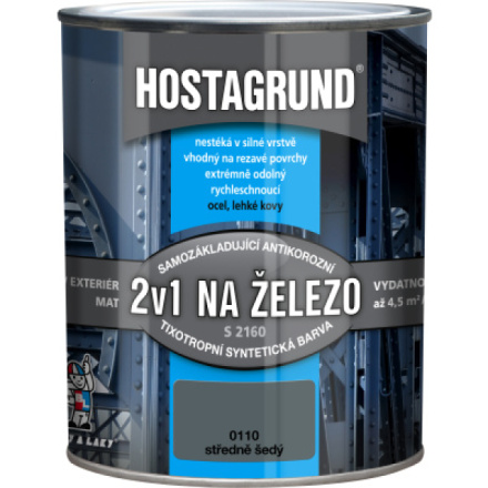 Hostagrund 2v1 S2160 základní i vrchní barva na kov, 0110 středně šedá, 600 ml