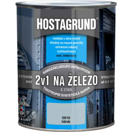 Hostagrund 2v1 S2160 základní i vrchní barva na kov, 0910 hliníková, 600 ml