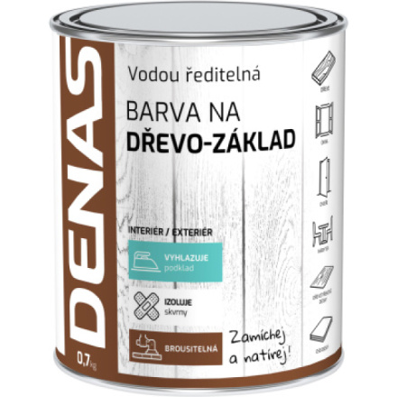 DENAS NA DŘEVO–ZÁKLAD základní barva na dřevo, bílá, 0,7 kg