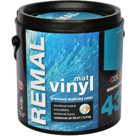 REMAL Vinyl Color mat omyvatelná barva na zeď, 430 azurově modrá, 3,2 kg