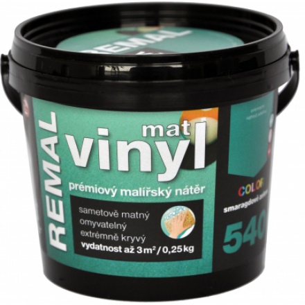 REMAL Vinyl Color mat omyvatelná barva na zeď, 540 smaragdově zelená, 250 g