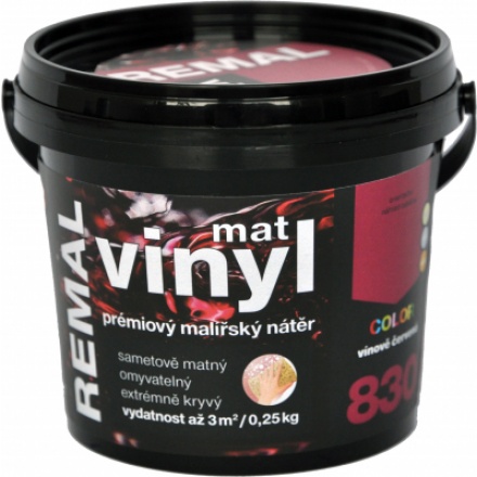 REMAL Vinyl Color mat omyvatelná barva na zeď, 830 vínově červená, 250 g