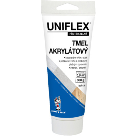 Uniflex akrylový tmel na sádrokarton, zdivo a dřevo, tuba, 300 g