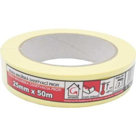 Mako Komfort lepicí páska zakrývací hladký krep, 7 dní, do 60 °C, 25 mm × 50 m