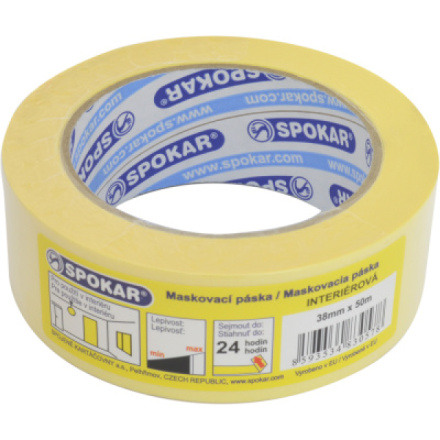 Spokar papírová zakrývací páska, 1 den, do 60 °C, rozměry 38 mm × 50 m