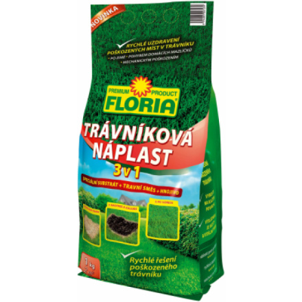 Floria 3v1 trávníková náplast, substrát + travní směs + hnojivo, 1 kg