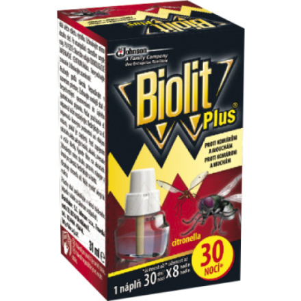 Biolit Plus náplň do elektrického odpařovače proti komárům a mouchám, 30 nocí, 31 ml