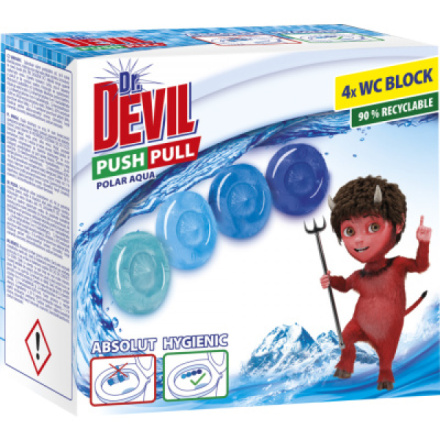 Dr. Devil WC Push Pull Gel Polar Aqua WC blok bez košíku, 4 × 20 g