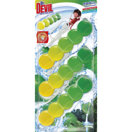 Dr. Devil WC Bicolor 5ball natur fresh závěsný WC blok, 3× 35 g