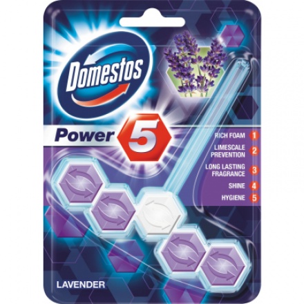 Domestos Power 5 Lavender WC tuhý blok, 55 g