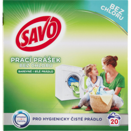 SAVO prací prášek Bez chloru na barevné a bílé 20 praní, 1,4 kg