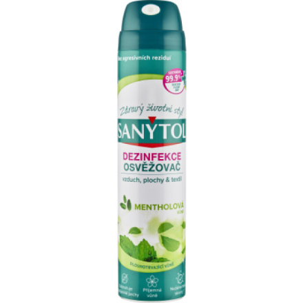 Sanytol dezinfekční osvěžovač vzduchu na povrchy a textil, mentol, 300 ml