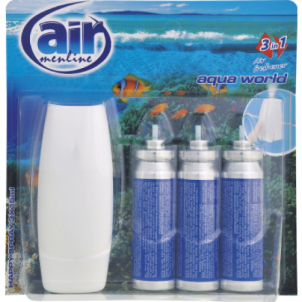 Air Menline Aqua World osvěžovač vzduchu strojek a náplň 3× 15 ml