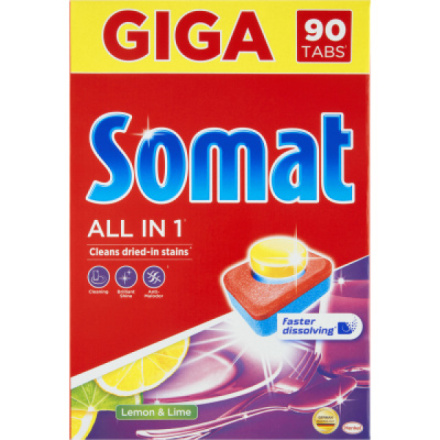 Somat tablety do myčky All in 1 Lemon & Lime, 90 ks