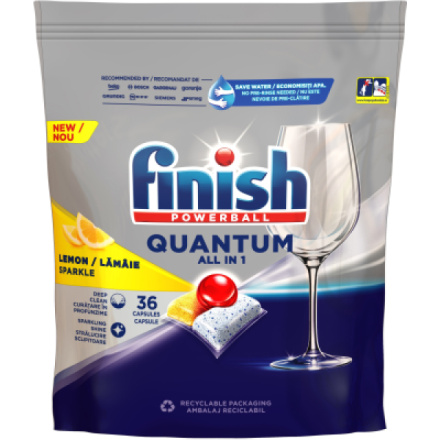 Finish Quantum All in 1 Lemon Sparkle tablety do myčky, 36 ks