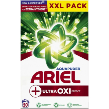 Ariel prací prášek na bílé Ultra Oxi Effect 50 praní, 3,25 kg