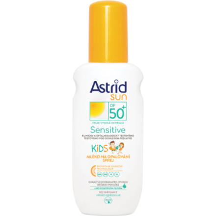 Astrid Sun OF 50+ Sensitive Dětské mléko na opalování sprej, 150 ml