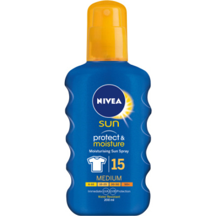 Nivea Sun Protect & moisture OF 15 sprej na opalování, 200 ml