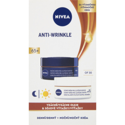 Nivea Anti-Wrinkle Contouring 65+ denní a noční krém pro zlepšení kontur, 2 × 50 ml