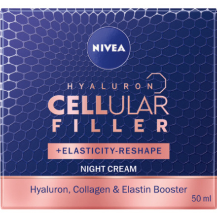 Nivea Hyaluron Cellular Filler Elasticity remodelační noční krém, 50 ml