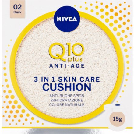 Nivea Q10 Plus Anti-age Cushion pečující tónovací krém v houbičce odstín 02, 15 ml