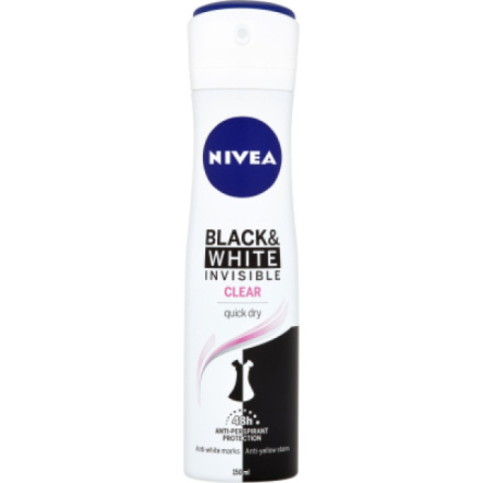 Nivea Black & White Invisible Clear antiperspirant, deosprej 150 ml