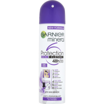 Garnier Mineral Protection Floral Fresh antiperspirant pro ženy, deosprej 150 ml