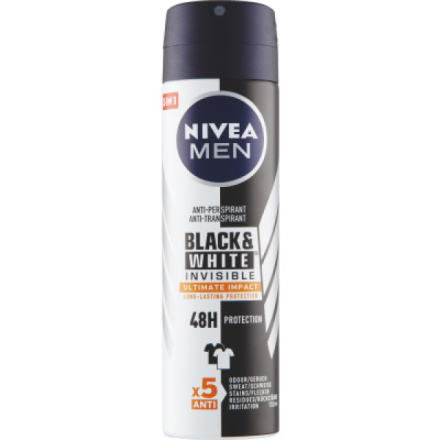 Nivea Men Black & White Invisible Ultimate Impact antiperspirant, deosprej 150 ml