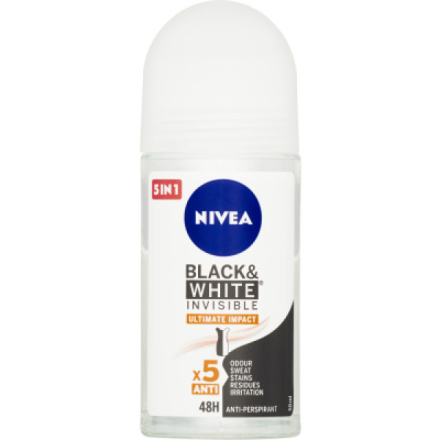 Nivea Black & White Invisible Ultimate Impact kuličkový antiperspirant, 50 ml