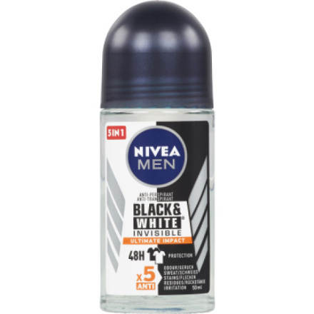 Nivea Men Black & White Invisible Ultimate Impact kuličkový antiperspirant, 50 ml