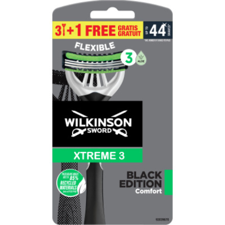 Wilkinson Sword Xtreme3 Black jednorázový holicí strojek, 4 ks