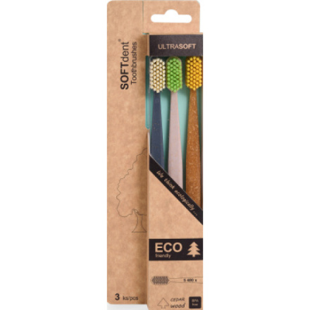 SOFTdent Eco zubní kartáček, extra měkký, 3 ks