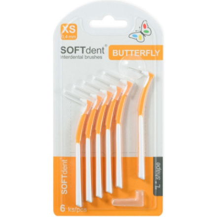 SOFTdent zahnuté mezizubní kartáčky XS 0,4 mm, 6 ks