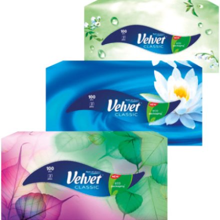 Velvet Classic 2vrstvé papírové kapesníky, 100 ks
